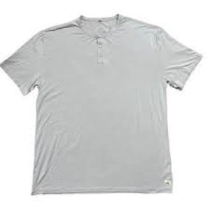 Vuori Henley Shirt Mens XL Gray Striped Short Sleeve Performance Tech Tshirt